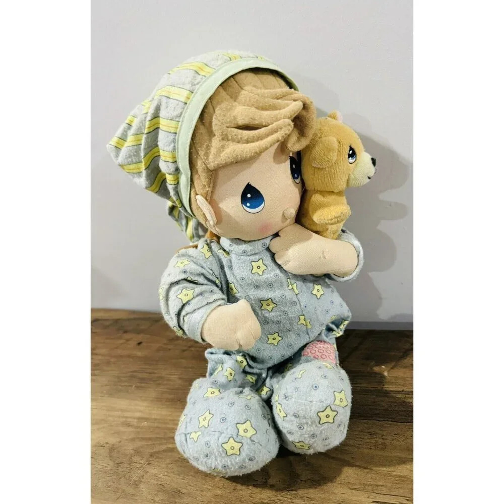 Vintage Precious Moments Musical Pull Toy Boy sleep Thumbsucking Collectible